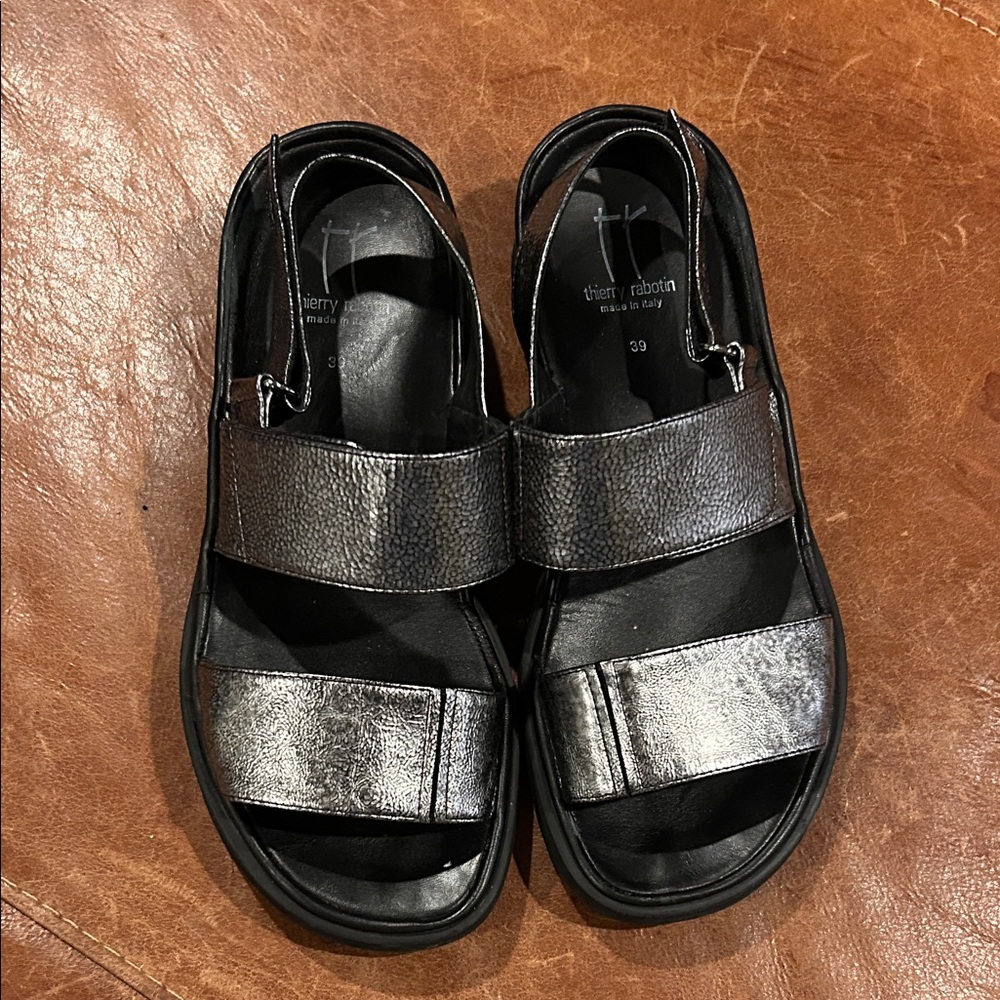 Thierry Rabotin Metallic Black and silver Sandals